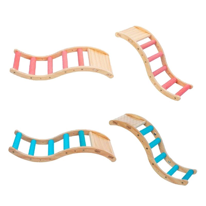 Bird Perch Ladder Platform Βάση προπόνησης από φυσικό ξύλο Σκάλες με τρίψιμο παπαγάλου νυχιών Παιδική χαρά για μάσημα