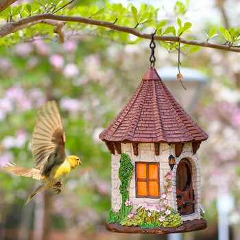 Декоративни висящи къщички за птици Добре изработена градинска къща за птици Декор Селски къщички за птици Гнездо за вътрешна скулптура на открито