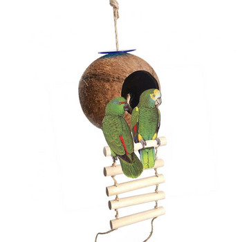 Μικρή σοκολάτα με κέλυφος καρύδας Φωλιά παπαγάλου με κέλυφος καρύδας Φωλιά πουλιών με σταθερό αιωρούμενο κρεβάτι Σπήλαιο Παιχνίδι Σπίτι Προμήθειες Τρύπα δέντρου Φωλιά ύπνου σε φυσικό στυλ