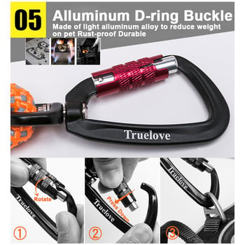 TrueLove Dog Pet Leash Nylon με αντανακλαστικό γάντζο αλουμινίου - κράμα από ανοξείδωτο ατσάλι D-ring λαβή νεοπρενίου πεζοπορίας TLL2571