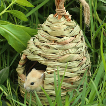 Ψάθινο πουλί Φωλιά Χειροποίητο υφαντό γρασίδι Κλουβί αυγό κρεμαστό παπαγάλο Σπίτι Διακόσμηση κήπου Jaulas Para Pájaros Κλουβί Oiseaux Bird Cage
