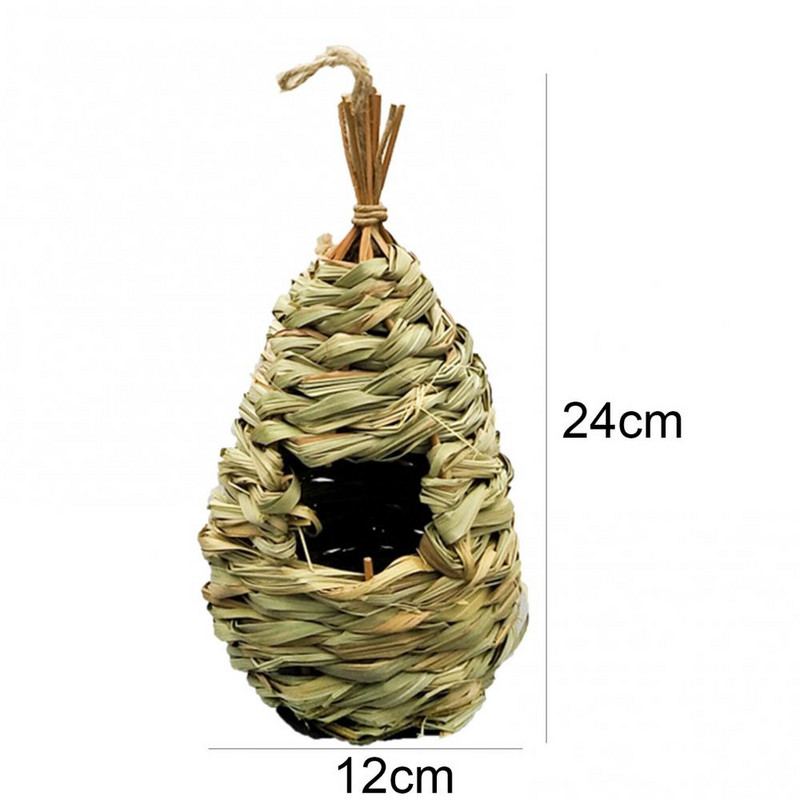 Ψάθινο πουλί Φωλιά Χειροποίητο υφαντό γρασίδι Κλουβί αυγό κρεμαστό παπαγάλο Σπίτι Διακόσμηση κήπου Jaulas Para Pájaros Κλουβί Oiseaux Bird Cage