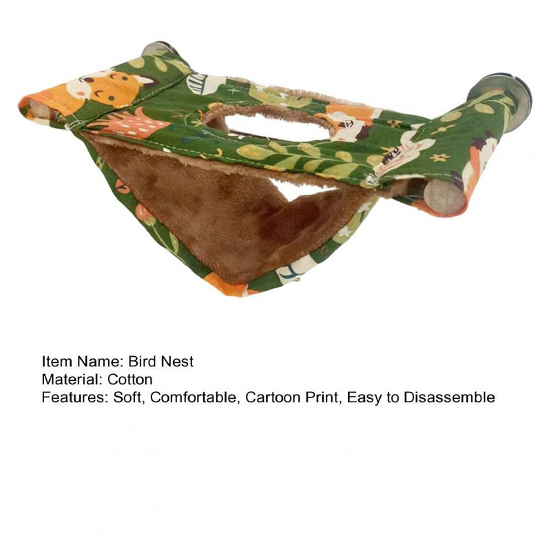 1 set Cuibul de papagal imprimat cu desene animate moale, confortabil, pentru hamster, hamac pentru pasăre, pentru cușcă pentru animale de companie