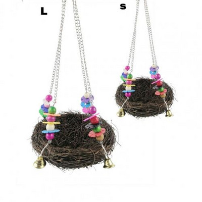 Cuib de pasăre Viță de vie lucrat manual Cuib de pasăre maro Casă de casă Natură Meșteșug minunat, atractiv, colorat, papagal, împletit, cuib agățat pentru animale de companie