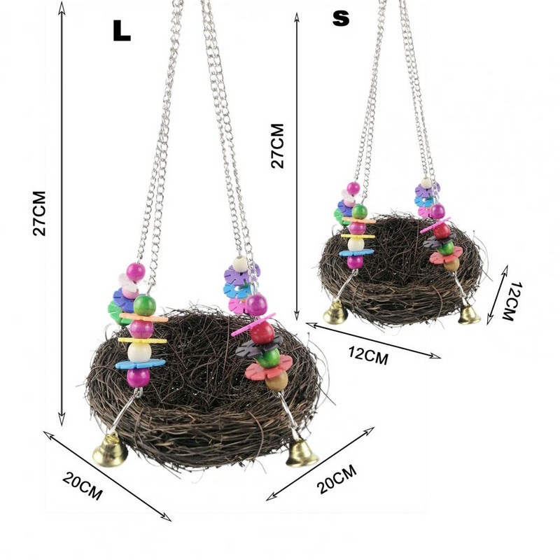 Cuib de pasăre Viță de vie lucrat manual Cuib de pasăre maro Casă de casă Natură Meșteșug minunat, atractiv, colorat, papagal, împletit, cuib agățat pentru animale de companie