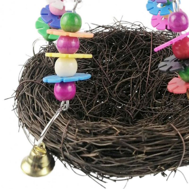 Cuib de pasăre Viță de vie lucrat manual Cuib de pasăre maro Casă de casă Natură Meșteșug minunat, atractiv, colorat, papagal, împletit, cuib agățat pentru animale de companie