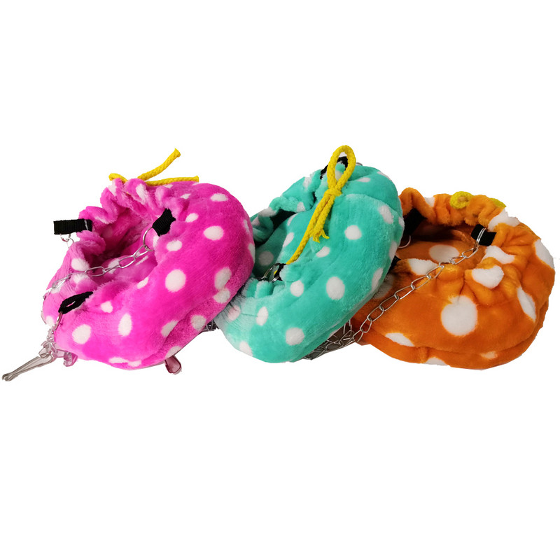 3 värvi papagoi puur Talvine soe linnu võrkkiik rippuvad täpid voodi hamster Väike mini lemmiklooma magamiskoti pesa ketiga oravale