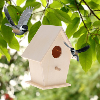 Гнездо за птици Къща от естествено дърво Направи си сам Креативен кръгъл монтиран на стена папагалски градински декор