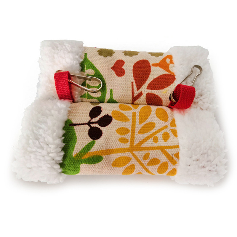 1gab Papagaiļu šūpuļtīkls Putnu ligzda Mīksts plīša mājdzīvnieku būris piekarināma gulta silta ērta kvadrātveida ala maziem dzīvniekiem papagailis telšu māja