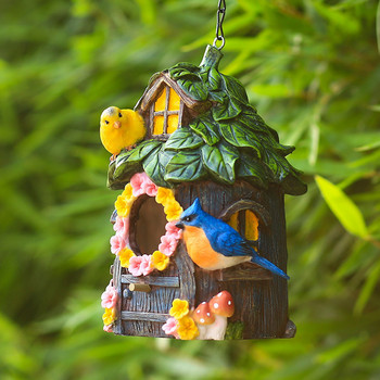 Градински папагал Къща за птици на открито Зима Топло зелено Птиче гнездо Висящо гнездо Смола Занаяти Декорация на дома Орнаменти vogelhaus