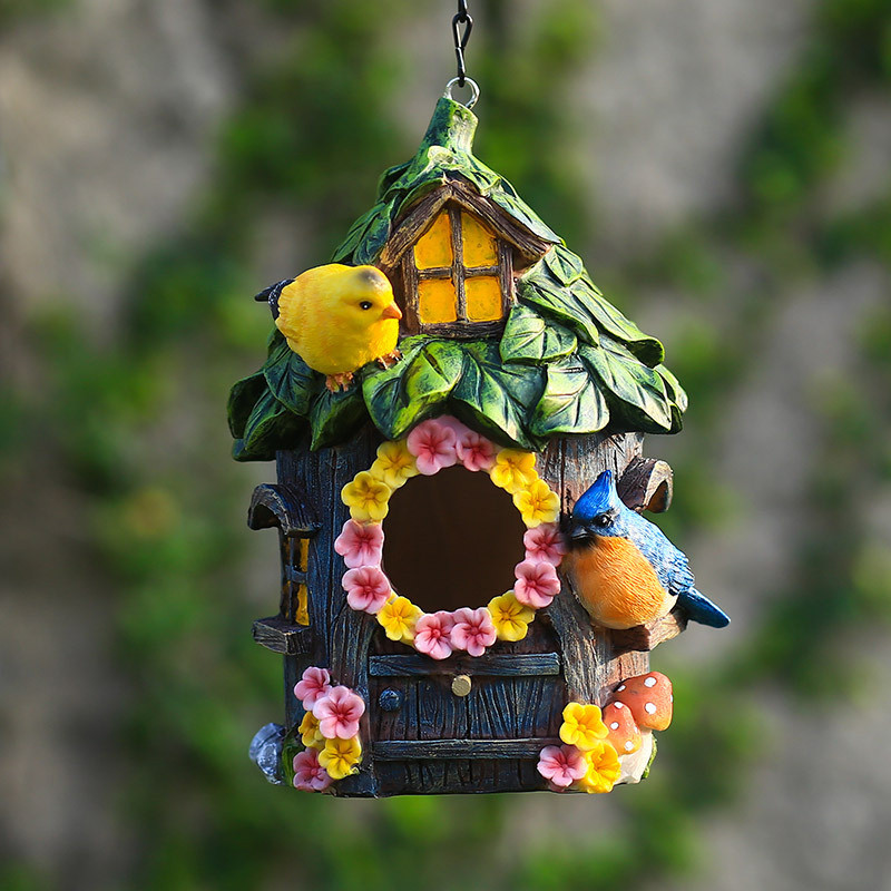 Garden Parrot Outdoor Bird House Winter Warm Green Bird Nest Κρεμαστή φωλιά Ρητίνης Crafts Διακόσμηση σπιτιού vogelhaus