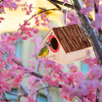 Креативна дървена кутия за гнездо за къщичка за птици, висяща къщичка за птици, ръчно изработени занаяти