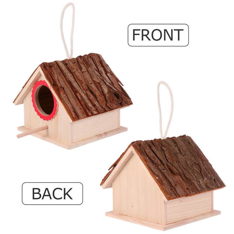 Loominguline puidust linnumaja pesakast rippuv linnumaja käsitsi valmistatud käsitöö