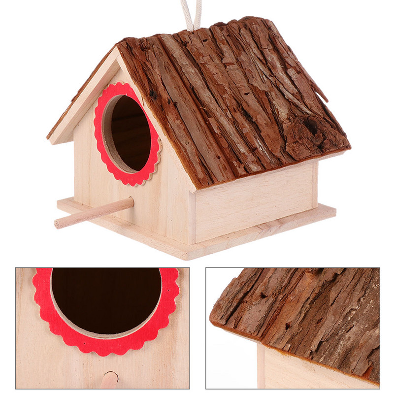 Loominguline puidust linnumaja pesakast rippuv linnumaja käsitsi valmistatud käsitöö