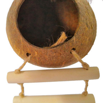 Декорация на клетка за хамак Висяща кокосова черупка Папагал Птица Гнездо за домашни любимци Стълба Лятно легло Декорация на клетка
