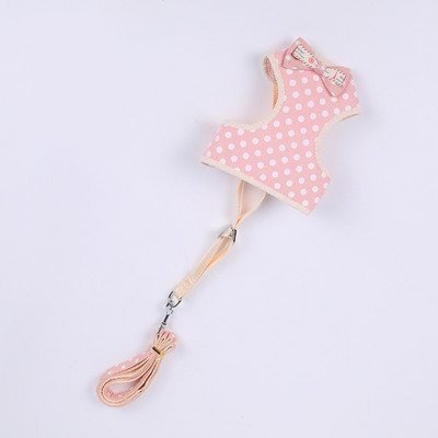 Mazu suņu iejūga un pavadas komplekts Mājdzīvnieku kaķu vestes iejūgs ar Bowknot tīkla polsterētiem mājdzīvnieku vadiem maziem kucēnu suņiem Čivava Jorki