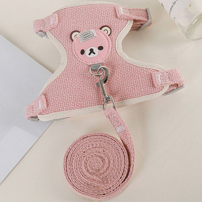 Mazu suņu iejūga un pavadas komplekts Mājdzīvnieku kaķu vestes iejūgs ar Bowknot tīkla polsterētiem mājdzīvnieku vadiem maziem kucēnu suņiem Čivava Jorki