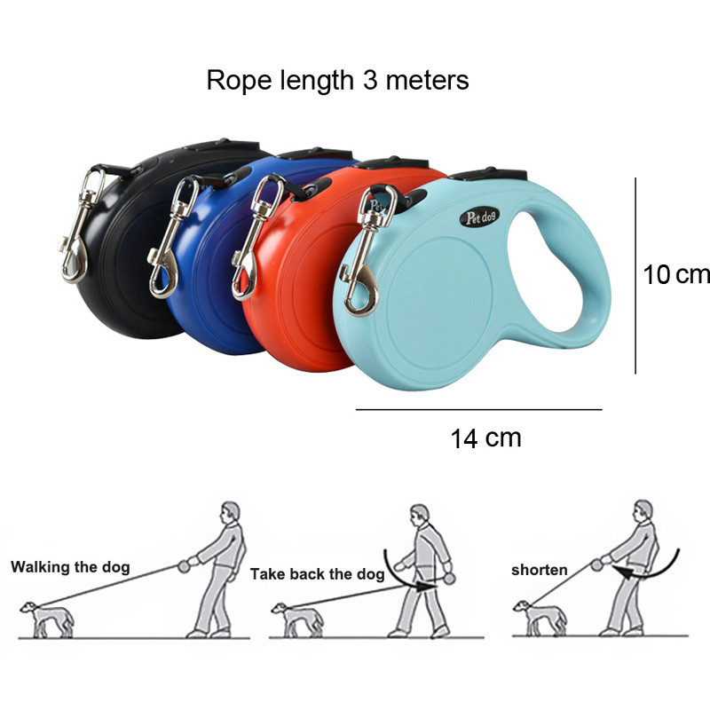 Moodne lemmikloomarihm keskmistele koertele Vastupidav nailonist sissetõmmatav köis Väikese koera jalutusrihm Automaatne pikendatav koerarihm 3 meetrit