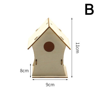 Cuib de păsări din lemn DIY, pictură neterminată, păsări, casa papagal, artizanat, agățat în aer liber, cuib de păsări, decor pentru grădină, aprovizionare pentru animale de companie