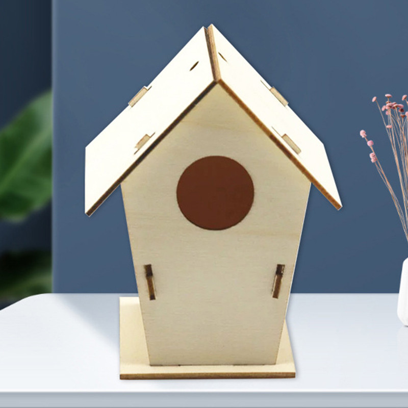 Cuib de păsări din lemn DIY, pictură neterminată, păsări, casa papagal, artizanat, agățat în aer liber, cuib de păsări, decor pentru grădină, aprovizionare pentru animale de companie