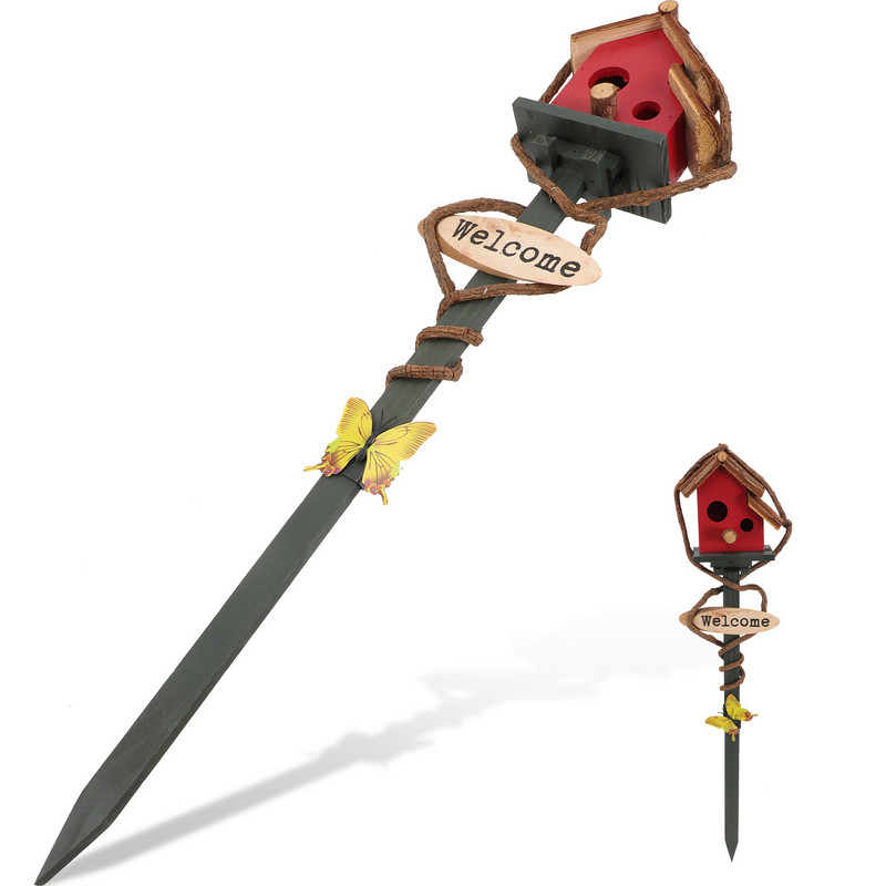 Kućica za vrtne kočiće za ptice za ukrasne kočiće Drvene kućice za ptice Kućice za ptice Dekorativni znak Dobrodošli Vanjsko dvorište Na otvorenom Vintage