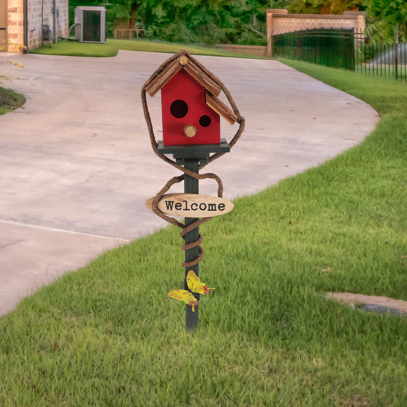 Kućica za vrtne kočiće za ptice za ukrasne kočiće Drvene kućice za ptice Kućice za ptice Dekorativni znak Dobrodošli Vanjsko dvorište Na otvorenom Vintage