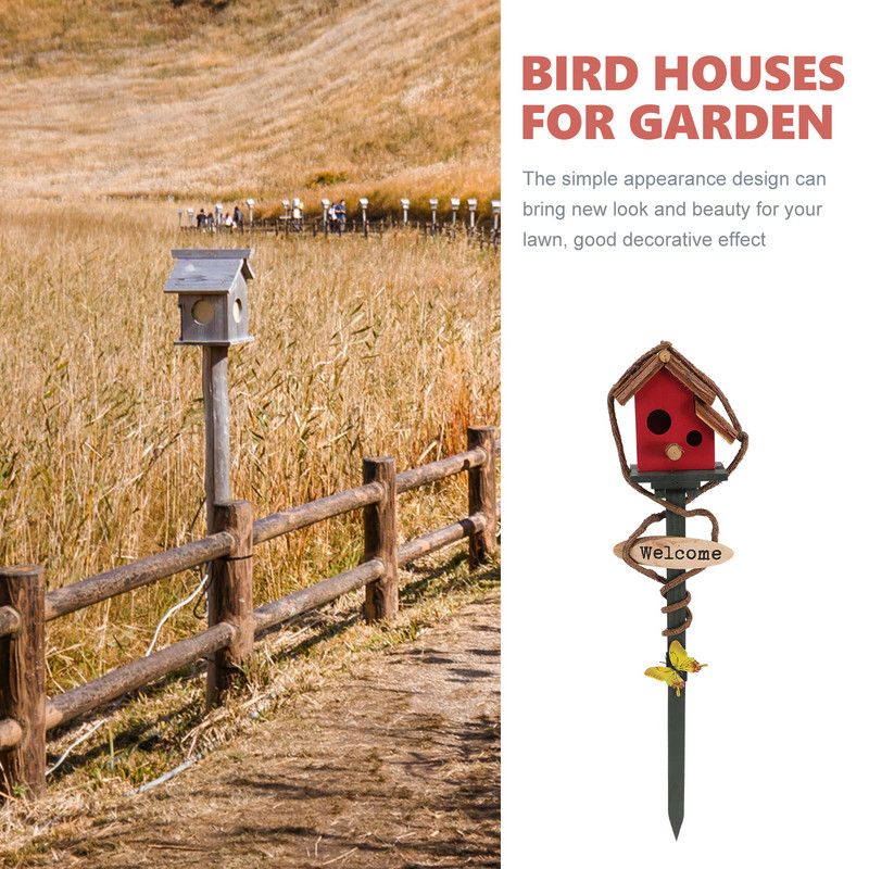 Kućica za vrtne kočiće za ptice za ukrasne kočiće Drvene kućice za ptice Kućice za ptice Dekorativni znak Dobrodošli Vanjsko dvorište Na otvorenom Vintage