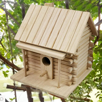 2X Къща за птици Стенно дървено гнездо Dox Nest House Къща за птици Кутия за птици Дървена кутия Декорация на клетка Градински орнамент