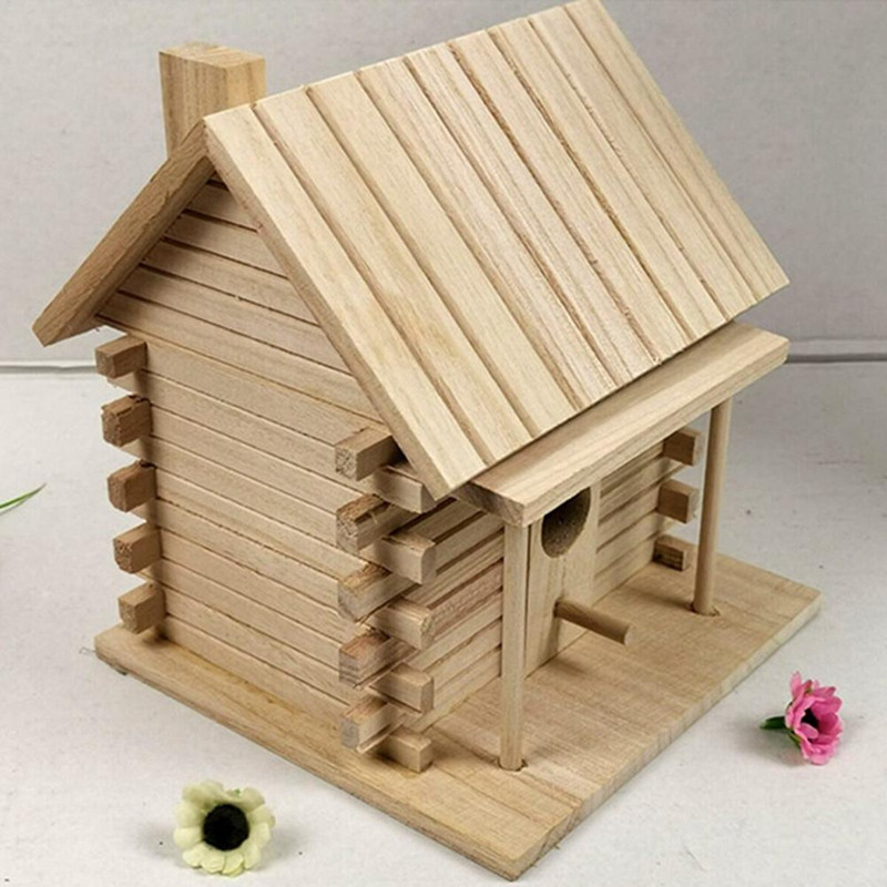 2X Casă de păsări Cuibul din lemn montat pe perete Casă de păsări Cuibul de păsări Cutie de lemn Cușcă de decorare Ornament de grădină
