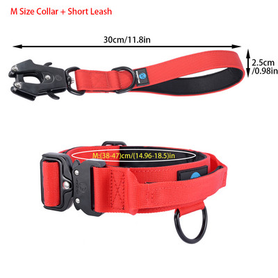 Guler tactic pentru câini, militar, reglabil, pentru antrenament durabil, nailon, cataramă metalică, lesă pentru animale de companie, set de lesă mare pentru câini, accesoriu pentru câini