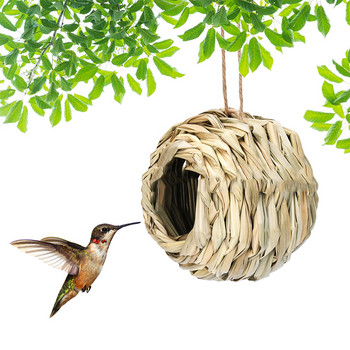 Орнамент за птици! Симулация на трева Къща Птиче гнездо Птича естествена слама Външна дворна клетка Градинска клетка за яйца
