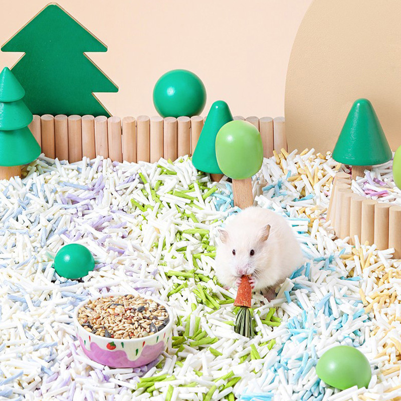 Bez putekļiem 450 g kāmja absorbējošs papīrs, granulas, labiekārtotas pakaiši Zelta lāča būris Papīra lūžņi Kāmja apakšas materiāls