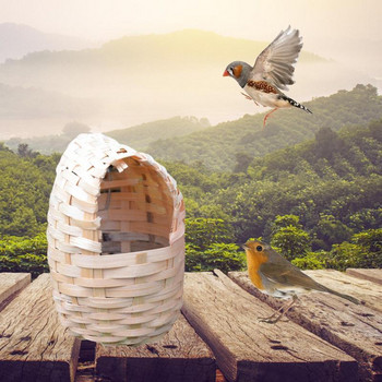 Χειροποίητο φυσικό μπαμπού Bird House Parrot Finch Hideout Κλουβί Παιχνίδι για υπαίθριο καταφύγιο Nest Birds Supplies