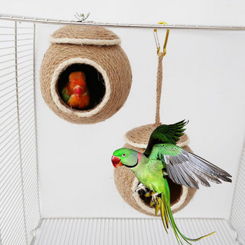 Μικρός παπαγάλος κατοικίδιο ζώο χάμστερ με κοχύλι καρύδας σπίτι φωλιά κρεμαστή κούνια αιώρα μασώ παιχνίδι κατοικίδιο παπαγάλος πουλιά Σκίουρος σπίτι κλουβί παιχνίδι