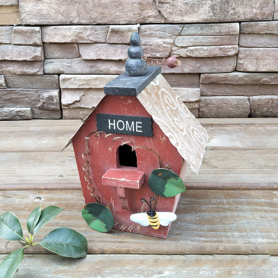 Puidust linnumaja pulmakaunistus linnupuur Värviline maalimine õues aed Rippuvad linnud suvila söötja Keskkonnasõbralik käsitöö