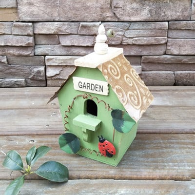 Puidust linnumaja pulmakaunistus linnupuur Värviline maalimine õues aed Rippuvad linnud suvila söötja Keskkonnasõbralik käsitöö