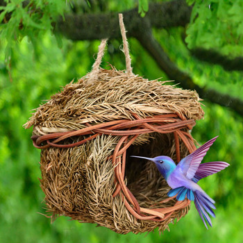 Малко птиче гнездо Ръчно изработена къща за птици Естествен Аспен Рид Папагал Гълъб Птиче Яйце Клетка Изплетена Висяща Спалня Волиера Птици На открито