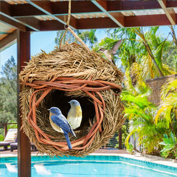 Little Bird Nest Χειροποίητο Bird House Natural Aspen Reed Parrot Pigeon Bird Egg Cage Weaved κρεμαστό υπνοδωμάτιο Aviary Birds Outdoor