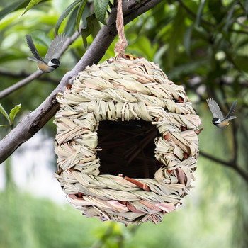 Handwoven Straw Bird Nest Παπαγάλος Εκκόλαψη Εκτροφής Grass Cave Garden Supply Grass Birds House Humming Bird Nest for Lawn Home