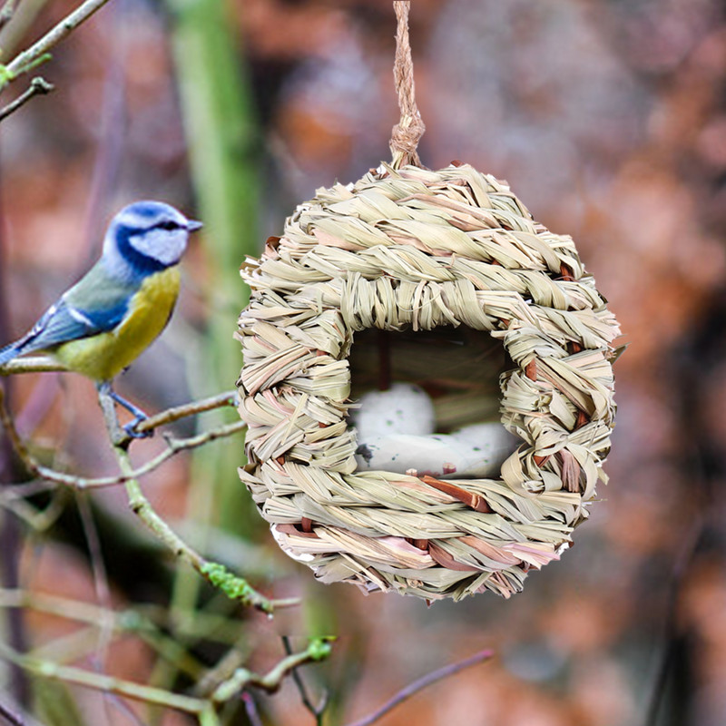 Handwoven Straw Bird Nest Παπαγάλος Εκκόλαψη Εκτροφής Grass Cave Garden Supply Grass Birds House Humming Bird Nest for Lawn Home