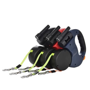 Dual Dogs Pet Leash Ropes Auto αναδιπλούμενο Σχοινί έλξης Pet Cat Dog Ρυθμιζόμενο λουράκι για σκύλους Αυτόματο εύκαμπτο σχοινί για λουρί για σκύλους