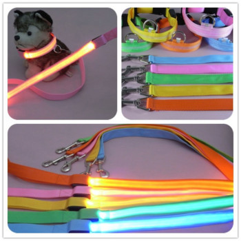 Σχοινί Led Dog Leash με ελαφρύ φωτεινό λουρί μολύβδου για ασφάλεια σκύλου που αναβοσβήνει Λαμπερό κολάρο Αξεσουάρ Honden Lichtband