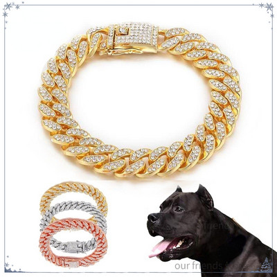 Koera kaelarihma ketirihmad Prantsuse buldogi metallist teemantidega 12,5 mm laiused kassi kaelarihmad koertele Aksessuaarid Lemmikloomakaubad Dropshipping