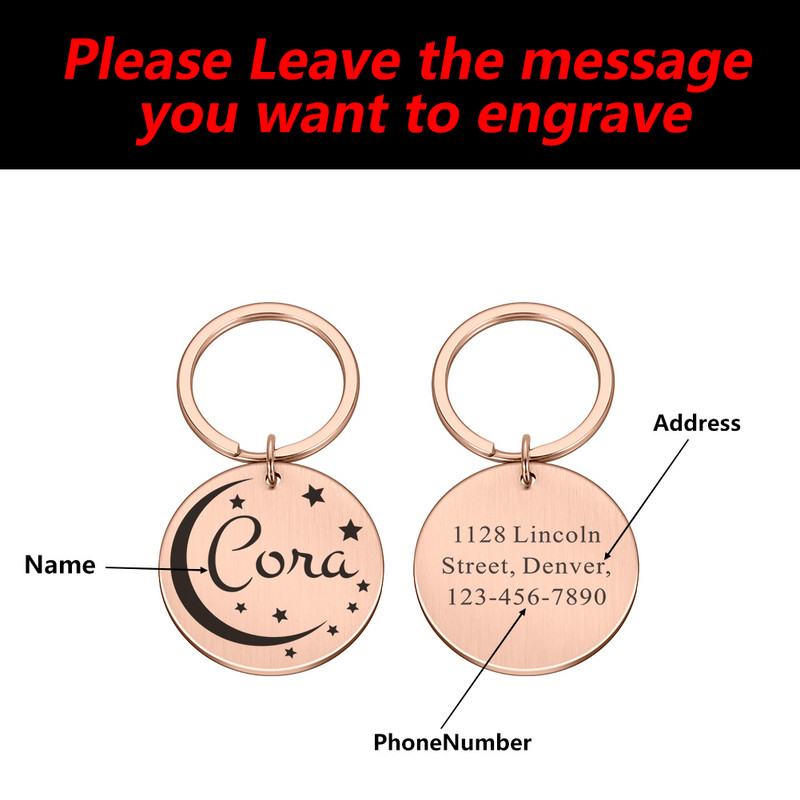 Διπλής όψης Προσαρμοσμένο όνομα Ετικέτες διεύθυνσης Ετικέτες κατοικίδιων σκύλων Κολάρο γάτας Αξεσουάρ Αναγνωριστικό κατοικίδιου Ετικέτες σκύλου Κολάρα από ανοξείδωτο χάλυβα Ετικέτα γάτας