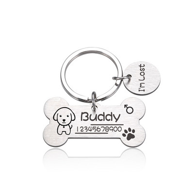 Personalizēta suņa kaķa identifikācijas zīme pret pazaudēšanu mājdzīvnieku vārda birkas Plāksnītes Bezmaksas Gravēšana Suņi Kaķu ID Tag Nosaukuma plāksnīte Kulona kaula forma mājdzīvniekiem