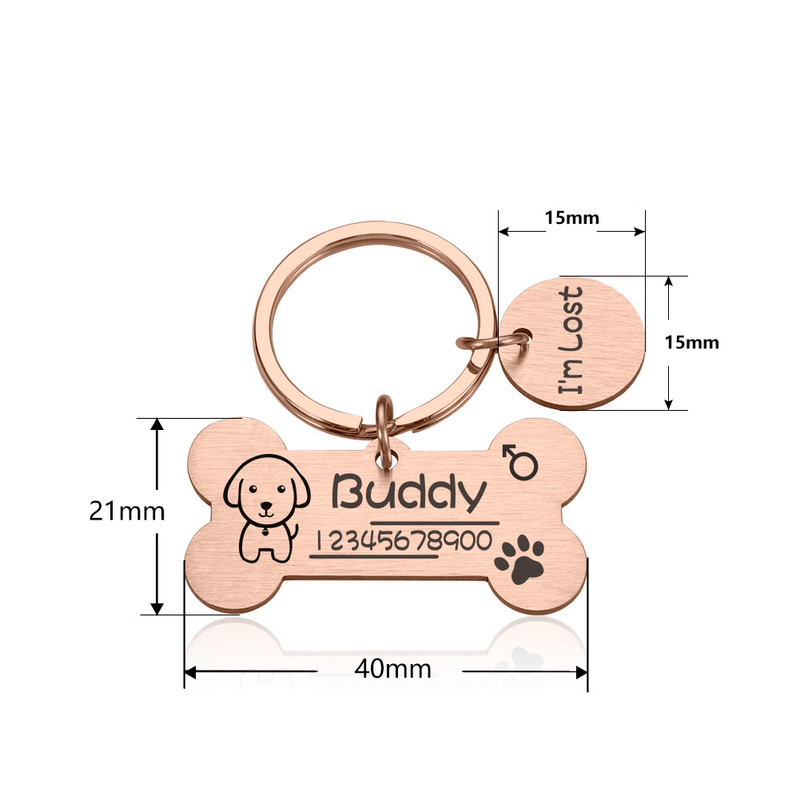 Personalizēta suņa kaķa identifikācijas zīme pret pazaudēšanu mājdzīvnieku vārda birkas Plāksnītes Bezmaksas Gravēšana Suņi Kaķu ID Tag Nosaukuma plāksnīte Kulona kaula forma mājdzīvniekiem