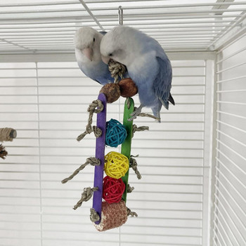 Παιχνίδι μασήματος πουλιών Φυσικό ξύλινο τρόχισμα δοντιών Αναζήτηση τροφής Κρεμαστό παιχνίδι παπαγάλου παιχνίδι για δάγκωμα παπαγάλου για Cockatiel Macaw Parakeets Conures