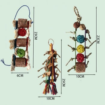 Играчка за дъвчене на птици Естествено дървено смилане на зъби Топка за фураж Висяща играчка Играчка за ухапване от папагал за корела Ара Папагалчета Conures