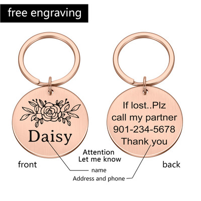 Etichete pentru câini, personalizate, anti-pierdere, gravate pe două fețe