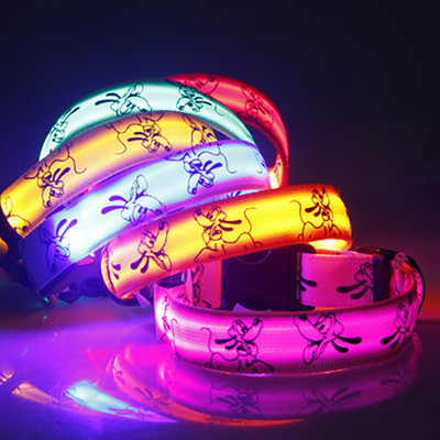 LED apkakles siksna suņu gaisma nakts drošība Neilona mājdzīvnieku suņu kaklasiksna Kvēlojoša, gaiša kaklasiksna Perro Luz Bright suņu kakla siksna Elektroniskās mājdzīvnieku preces